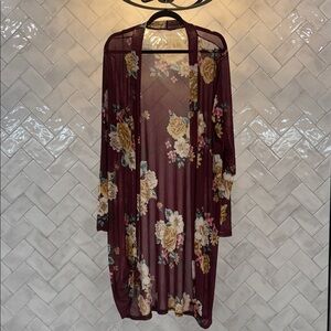 Blush Burgundy Floral Sheer Robe